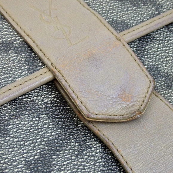 YVES SAINT LAURENT SHOULDER BAG POUCH 2PIECE SET PVC - Picture 9 of 14